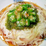 オクラめかぶ乗せ☆そうめん